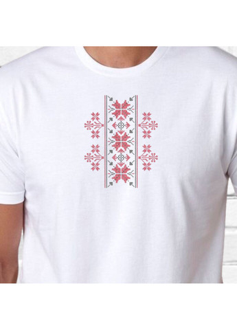 Белая футболка з вишивкою етно 01-5 мужская белый l No Brand