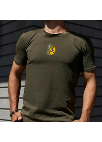 Хаки (оливковая) футболка з вишивкою тризуба 01-1 мужская хаки 3xl No Brand