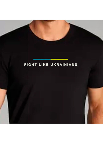 Черная футболка з вишивкою fight like ukranians 01-1 мужская черный l No Brand