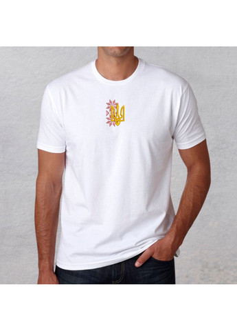 Белая футболка з вишивкою тризуба 01-7 мужская белый 2xl No Brand