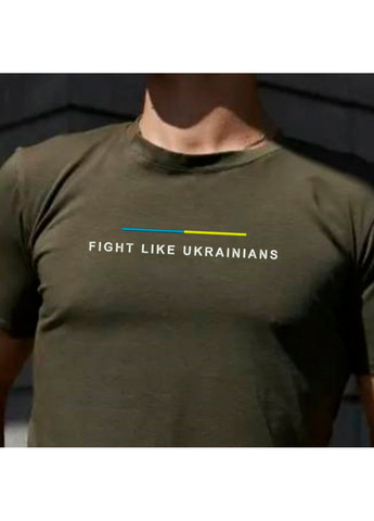 Хаки (оливковая) футболка з вишивкою fight like ukranians 01-1 мужская хаки 2xl No Brand