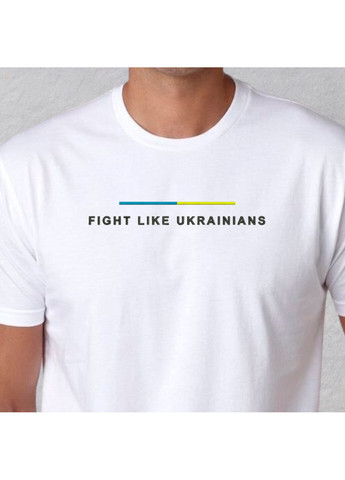 Белая футболка з вишивкою fight like ukranians 01-1 мужская белый m No Brand