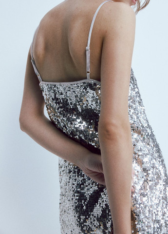 Серебряное праздничный платье H&M однотонное