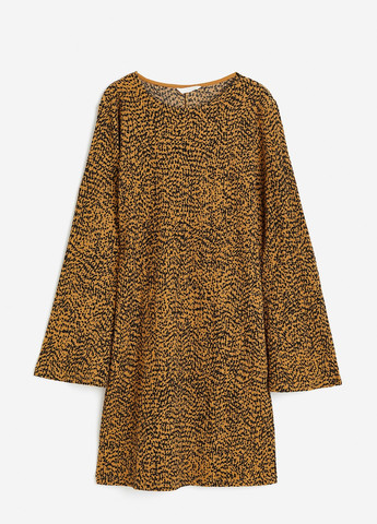 Темно-бежевое кэжуал платье H&M с абстрактным узором