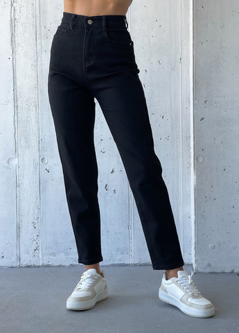 Чорні однотонні джинси Моми на байці WN20-572 ISSA PLUS - (267911116)