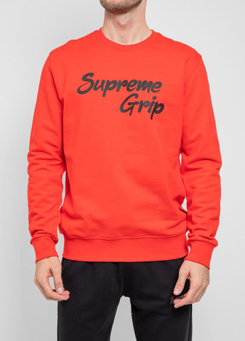 Лазурный хлопковый свитшот с логотипом Supreme Grip - крой коралловый кэжуал - (268378089)