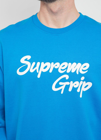 Лазурный хлопковый свитшот с логотипом Supreme Grip - крой голубой кэжуал - (268378090)