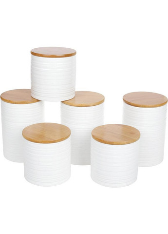 Набір банок Merceyl "Лінії" 3 банки по керамічні з бамбуковими кришками Bona (268456830)
