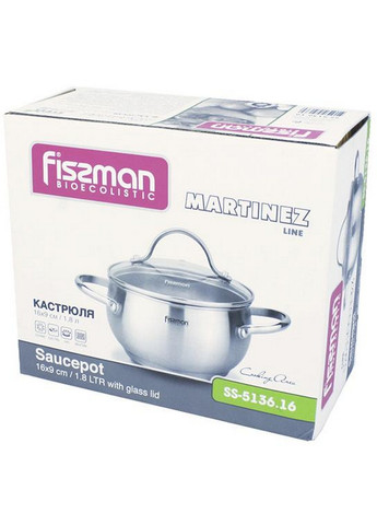 Кастрюля Martinez пузатая из нержавеющей стали Fissman (268460058)