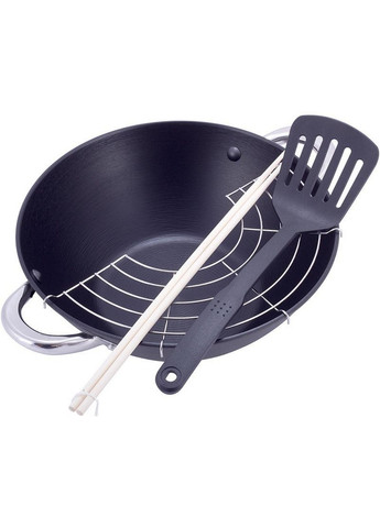 Казан чавунний "Wok", з антипригарним покриттям та аромо-кришкою Kamille (268459037)