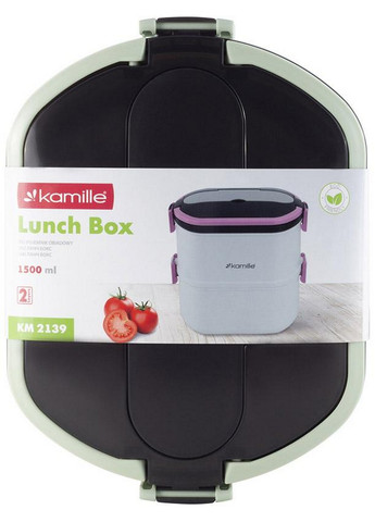 Ланч-бокс Snack дворівневий, пластик та нержавіюча сталь Kamille (268459022)