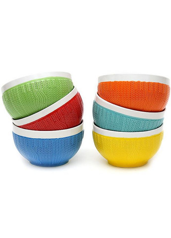 Набір 6 кольорових мисок "В'язаний орнамент", фарфор Bona (268456811)