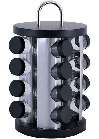 Набор емкостей для специй Spice Silver 16 спецовников на круглой подставке Kamille (268458050)