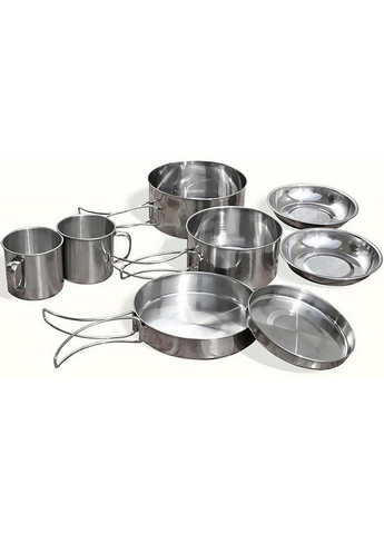 Набор металлической посуды 8 предметов для пикника (сковороды, ковши, тарелки, кружки) Kamille (268457077)