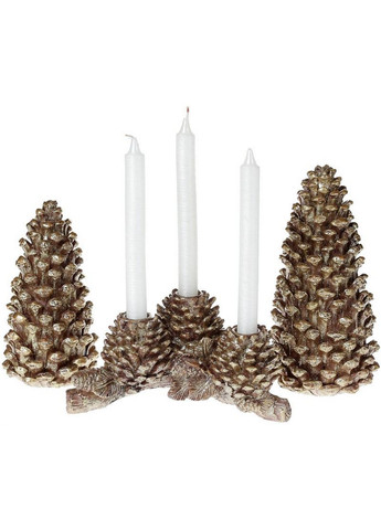 Декоративний свічник "Золоті шишки", на 3 свічки Bona (268460735)