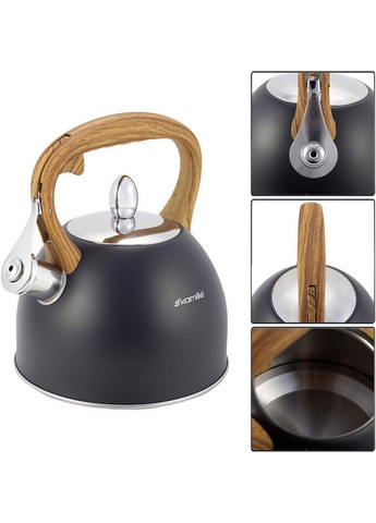 Чайник Whistling Kettle Black із нержавіючої сталі зі свистком Kamille (268459082)