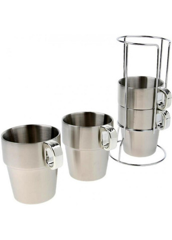 Кружки-чашки металлические (4 штуки) на стальной подставке Kamille (268458049)