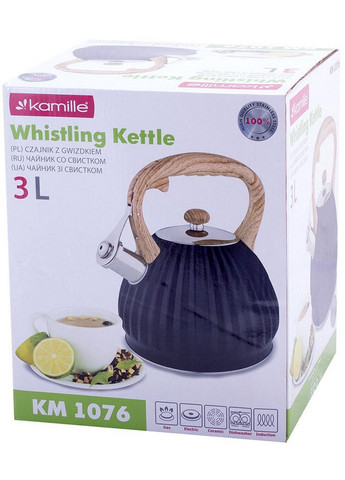 Чайник Whistling Kettle Black із нержавіючої сталі зі свистком Kamille (268459076)