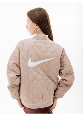 Бежевая демисезонная женская куртка w nsw vrsty bmbr jkt бежевый Nike