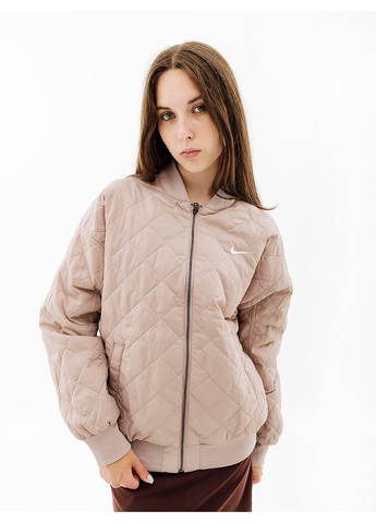 Бежевая демисезонная женская куртка w nsw vrsty bmbr jkt бежевый Nike