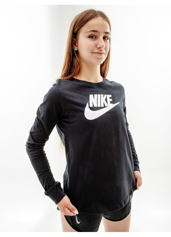 Женский Лонгслив W NSW TEE ESSNTL LS ICN FTRA Черный Nike (268471922)