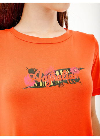 Оранжевая летняя женская футболка logo flowers tee jersey v оранжевый Australian