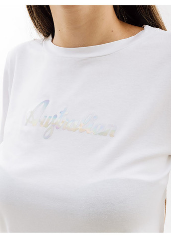 Белая летняя женская футболка cotton tee holographic logo белый Australian