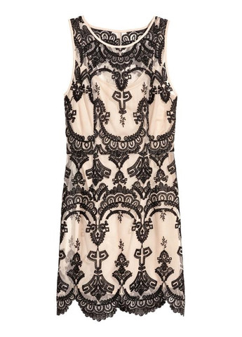 Бежевое коктейльное короткое платье H&M с абстрактным узором