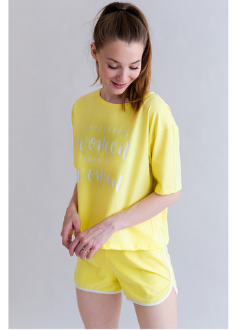 Желтая всесезон комплек женский (футболка и шорты) футболка + шорты Kosta 2173-8