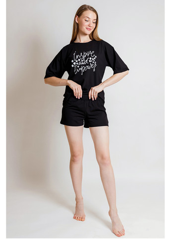 Чорна всесезон комплект жіночий (футболка та шорти) футболка + шорти Kosta 2626-2