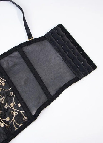 Черный демисезонный комплект белья бюстье корсет цветочная вышивка сеточка Veronica