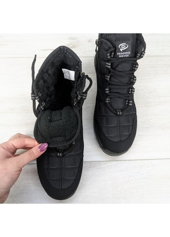 Черные зимние ботинки мужские зимние на шнурках Progress