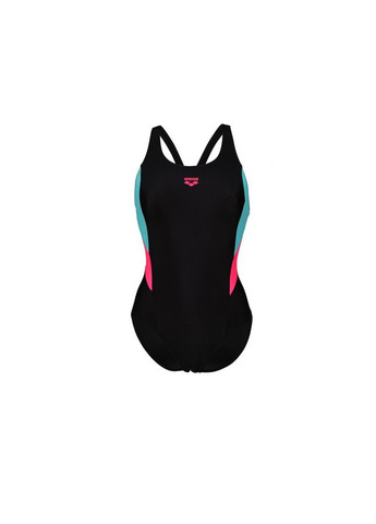Комбінований демісезонний купальник закритий для жінок swimsuit v back panel чорний, рожевий, бірюзовий жін Arena
