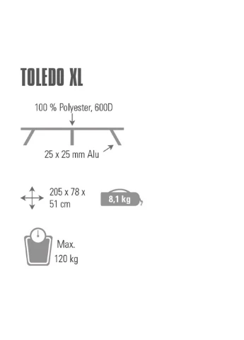 Ліжко розкладне Toledo XL Dark Grey/Blue High Peak (268746543)