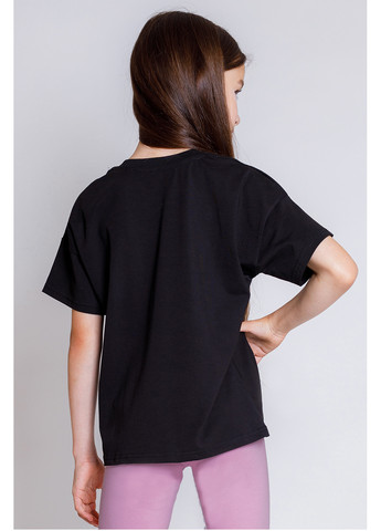 Чорна літня футболка для дівчинки Kosta 2653-2
