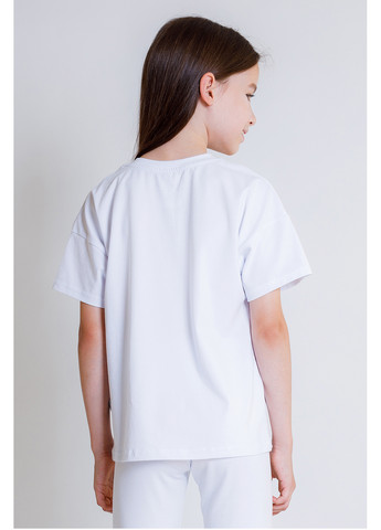 Белая летняя футболка для девочки Kosta 2653-1