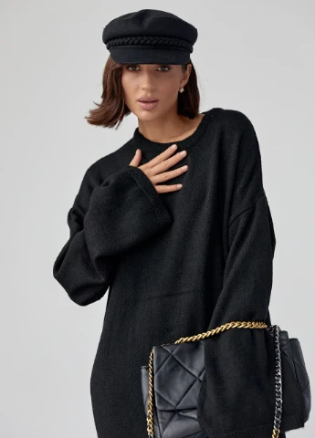 Чорна в'язана сукня oversize довжиною максі Lurex