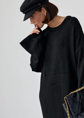 Чорна в'язана сукня oversize довжиною максі Lurex