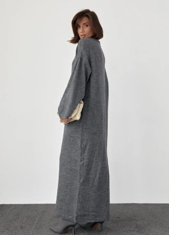 Темно-сіра в'язана сукня oversize довжиною максі Lurex