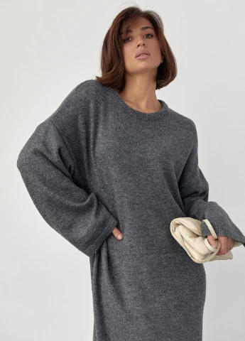 Темно-сіра в'язана сукня oversize довжиною максі Lurex