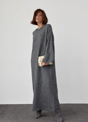 Темно-сіра в'язана сукня oversize довжиною максі Lurex