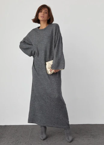 Темно-сіра в'язана сукня oversize довжиною максі Lurex