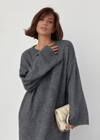 Темно-сіра в'язана сукня oversize довжиною максі Lurex
