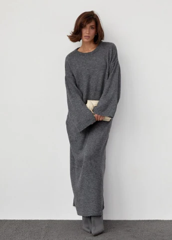 Темно-сіра в'язана сукня oversize довжиною максі Lurex
