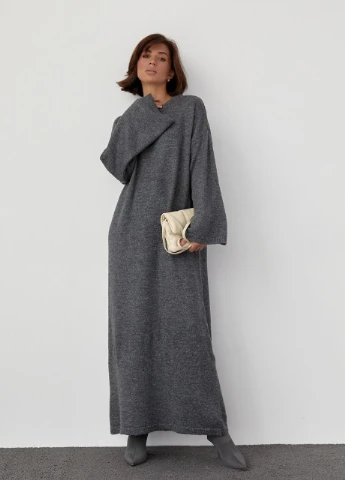 Темно-сіра в'язана сукня oversize довжиною максі Lurex