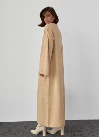 Бежева в'язана сукня oversize довжиною максі Lurex