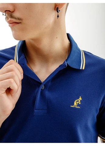 Синя чоловіча футболка 2-stripe pique' polo s-fit синій Australian