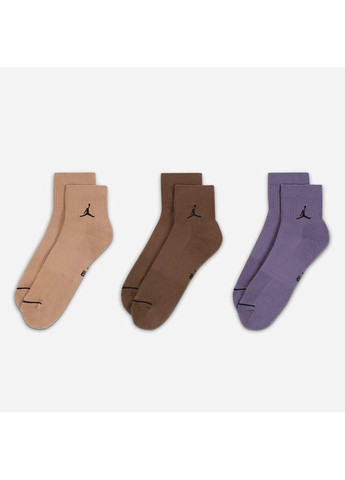 Шкарпетки Nike U J ED CUSH POLY ANKLE 3PR 144 бежевий, коричневий, фіолетовий Jordan (268983039)