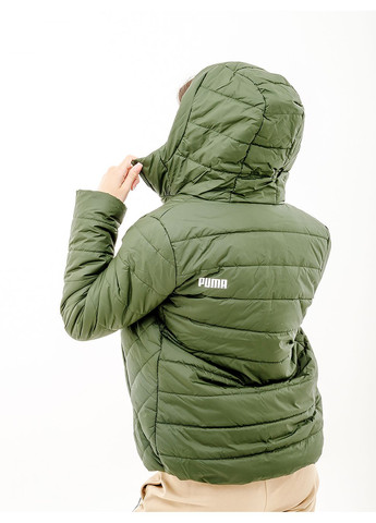 Оливковая (хаки) зимняя женская куртка ess padded jacket хаки Puma
