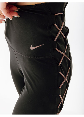 Черные демисезонные женские леггинсы w nk one df hr 7/8 tight nvlty черный Nike